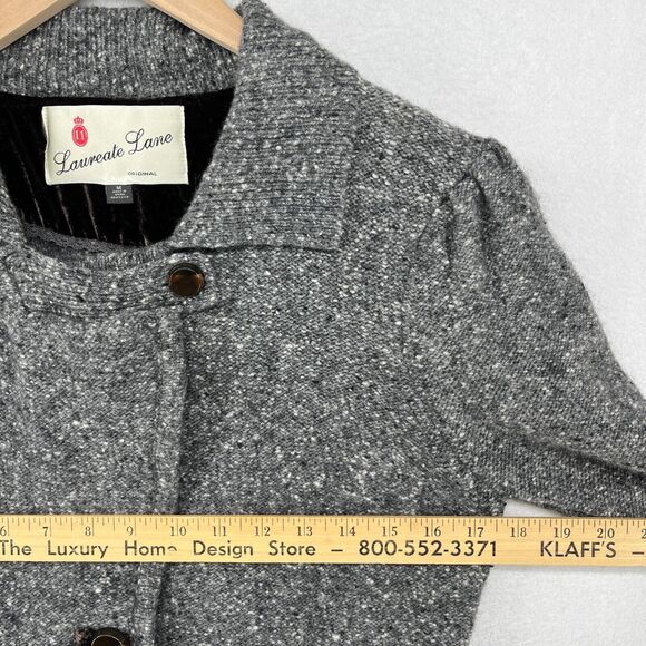 LAUREATE LANE Sweater Womens M Wool Blend Marled Notch Button Front Blazer Gray - Picture 14 of 16